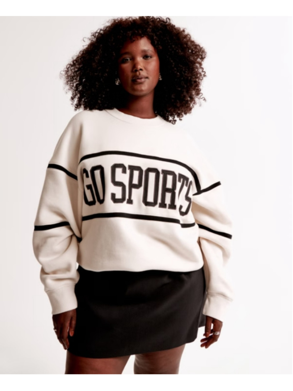 Women's Abercrombie & Fitch Go Sports Sweatshirt, Size M, Beige and Black